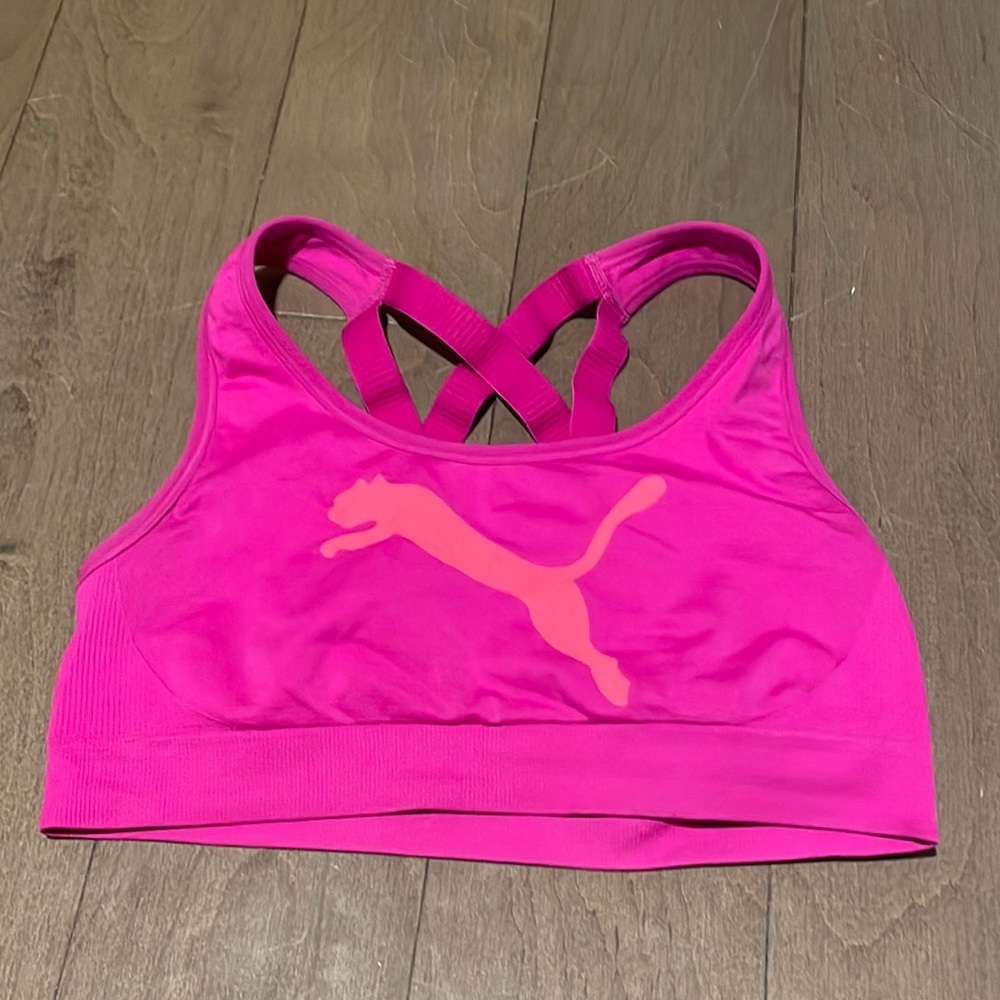 Neon magenta puma sports bra